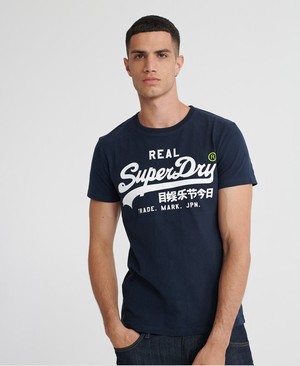 Superdry Vintage Logo Férfi Pólók Sötétkék | TPNXF9362